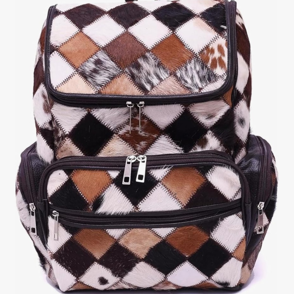 Patchwork Leather Diaper Bag Backpack